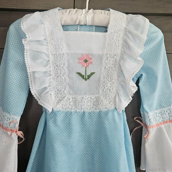Montgomery Ward Dress Prairie Cottage Core Lace Bell Sleeve princess costume - Picture 4 of 16